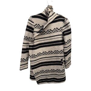 Jack by BB Dakota Knit Cardigan Coat – Black/White Aztec Stripe – Size M